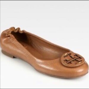 Brand New Tory Burch Reva Logo Tan Ballerina Flat